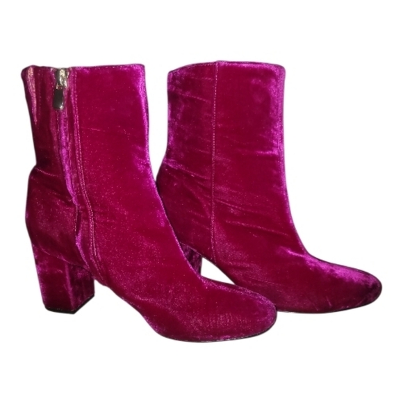 & other stories and Pink fuchsia Velvet ankle boots booties 39 8 night fever - Picture 2 of 12